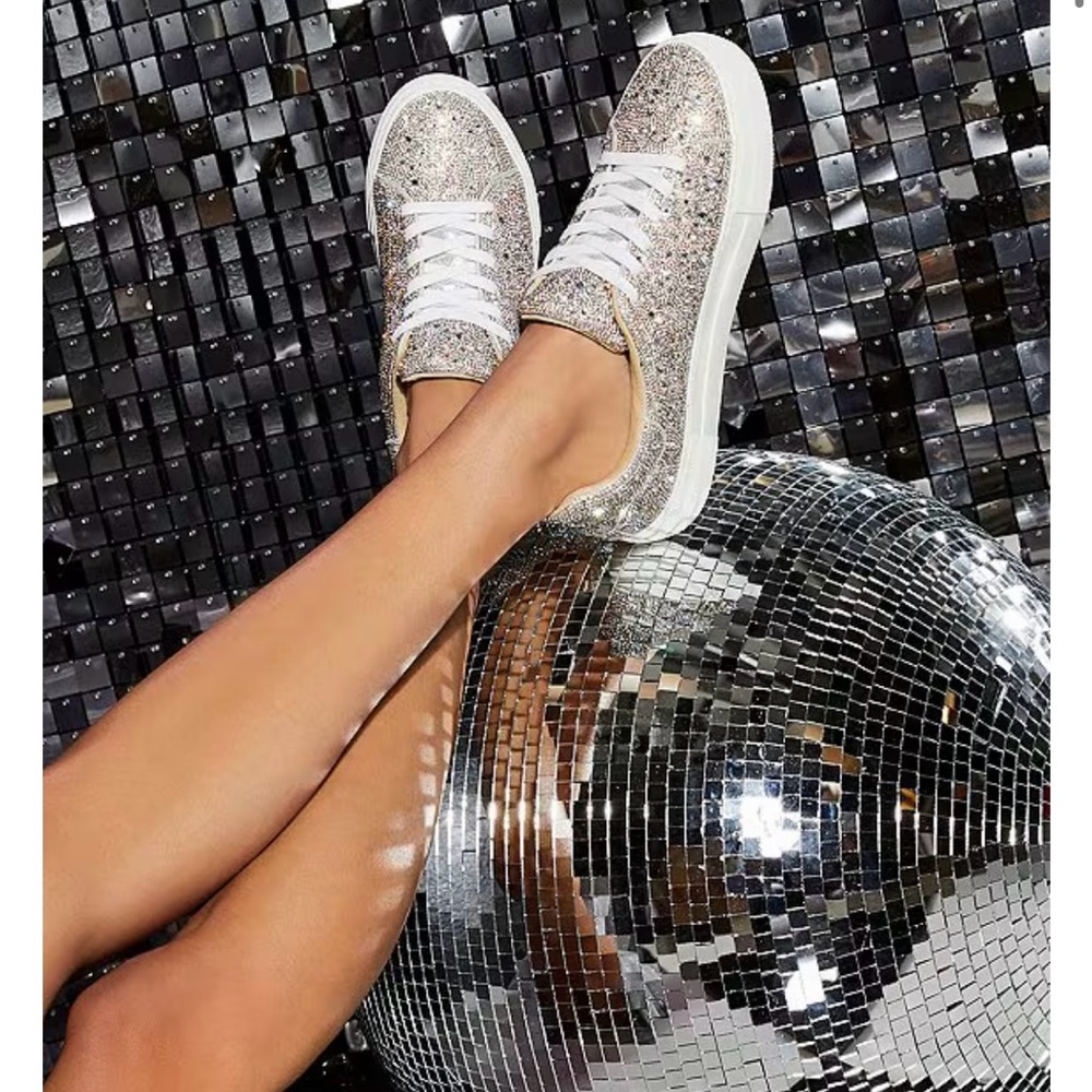 Sidny Rhinestone embellished platform lace-up sneakers
